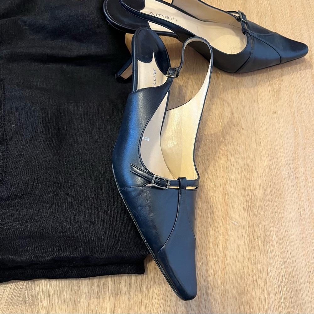 Amalfi Pointed Toe Slingback 2.5 Inch Heels in Navy Blue - Picture 7 of 7